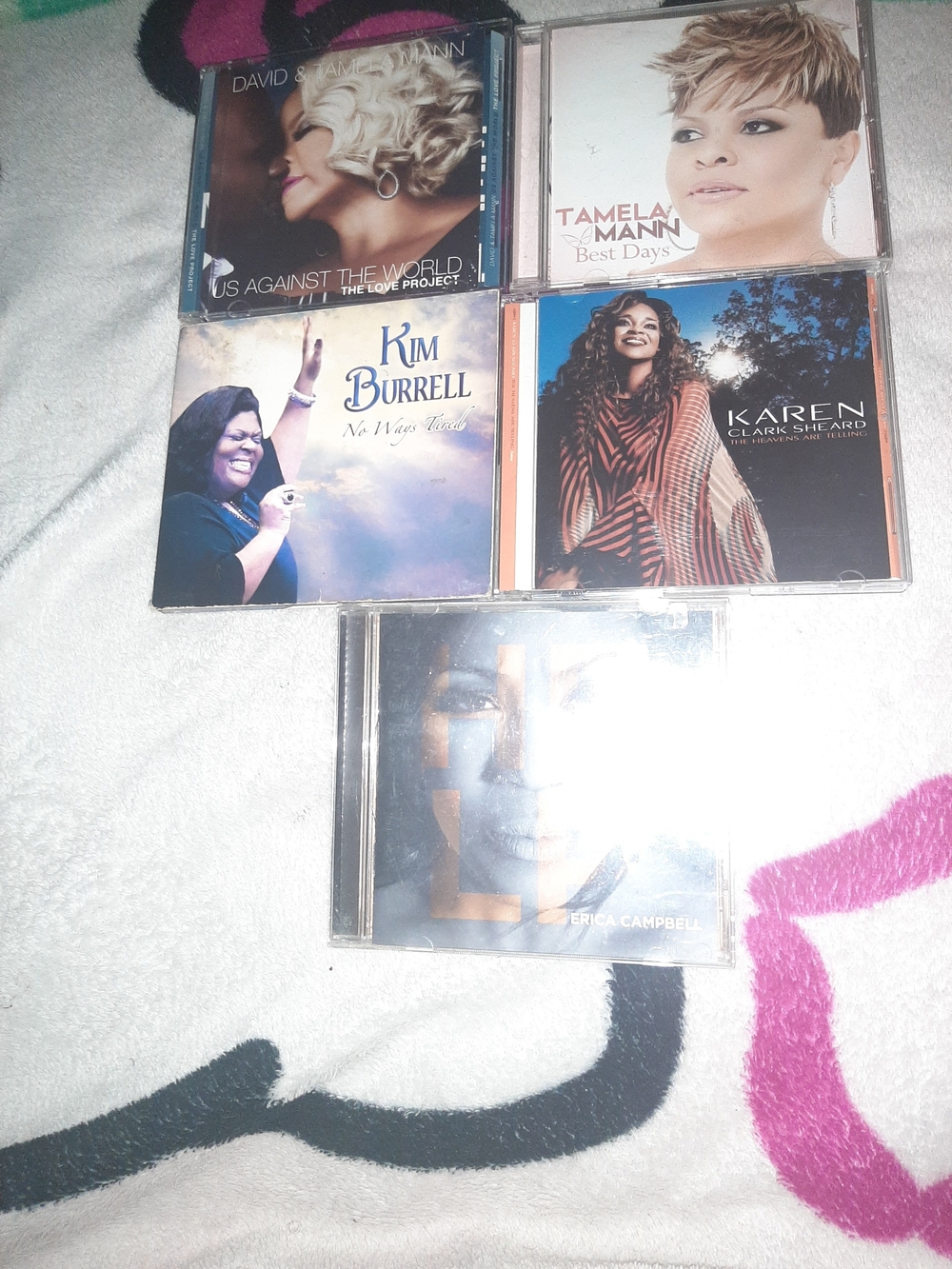 Set of 6 Gospel CDs — Various Female Artists — Black, White, Blue